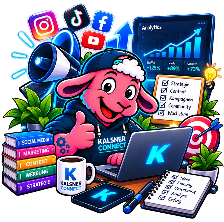 Bruno plant Social-Media-Beiträge am Bildschirm